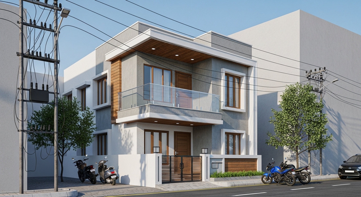3D Elevation Design Online India | Modern House Facade | PlanMyPlot